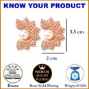 Off White Crescent Shaped Rose Gold-Plated Studs Earrings