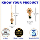 Gold-Plated Floral Green  Pearl & Kundan Studded Maang Tikka With Earring Set