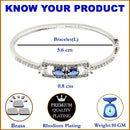 Rhodium-Plated Silver Toned Navy Blue American Diamond Studded Kada Bracelet