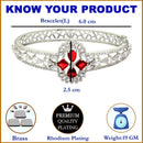 Rhodium-Plated Silver Toned  Red American Diamond Studded Bracelet