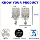 Rhodium-Plated Silver Toned White American Diamond studded Teardrop Shaped Studs Earrings