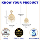Gold-Plated Pearl Drops White Kundan Chandbali Maang Tikka & Earrings Set