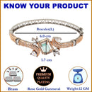 Rose Gold-Plated Black Toned Square Shaped Sea Green American Diamond Studded Bracelet