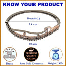 Rose Gold-Plated Black Toned Pink American Diamond Studded Kada Bracelet