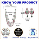 Rhodium-Plated with Silver-Tone Green & Red Kundan-Studded Layered Jewellery Set