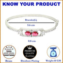 Rhodium-Plated Silver Toned Ruby Red American Diamond Studded Kada Bracelet