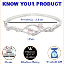 Rhodium-Plated Silver Toned Floral Pink American Diamond Studded Kada Bracelet