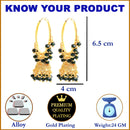 Black Dome Shaped Jhumkas Earrings with Gold-Toned Copper