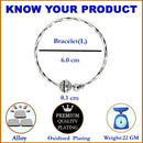 Rhodium Plated Silver Toned Textured Bead Bangle Bracelets (Set Of 2)