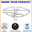 Rhodium-Plated Silver Toned White American Diamond Studded Kada Bracelet