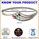 Rose Gold-Plated Black Toned  Teardrop Shaped Multi-Colour American Diamond Studded Bracelet