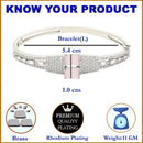 Rhodium-Plated Silver Toned Square Shaped Pink American Diamond Studded Bracelet