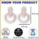 Rhodium-Plated American Diamond Studded Circular Chandbali Earrings