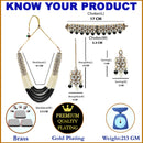 Gold-Plated Black & White Beaded Floral Kundan Studded Layered Jewellery Set