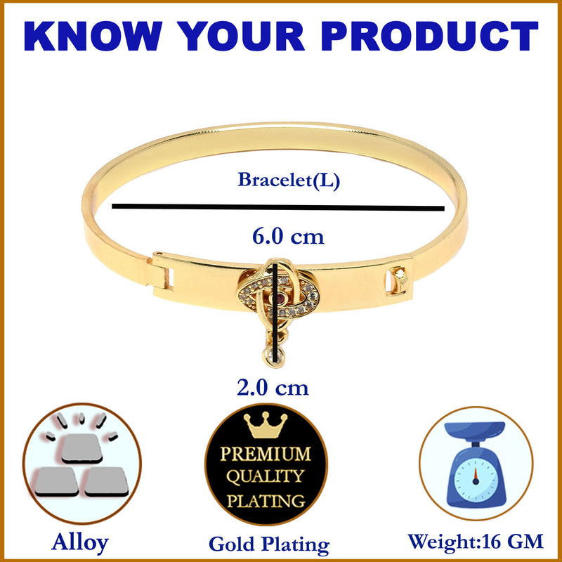 Gold-Plated Oval Shaped White & Red Cubic Zirconia Stone studded Knot Bracelet