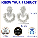 Rhodium-Plated American Diamond Studded Circular Chandbali Earrings
