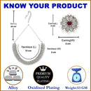 Rhodium-Plated with Silver-Tone Double Layered Kundan-Studded Leaf Shaped Jewellery Set