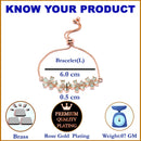 Rose Gold-Plated Floral Shaped Sea Green American Diamond Studded Bracelet