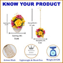 Gold-Plated Pearl Pink & Yellow Gota Patti Flower Maang Tikka Set