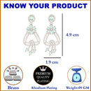 Rhodium-Plated Sea Green & White American Diamond studded Floral Shaped Drop Earrings