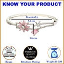 Rhodium-Plated Silver Toned Pink American Diamond Studded Bracelet