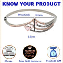 Rose Gold-Plated Black Toned Teardrop Shaped Pink American Diamond Studded Bracelet