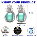 Rhodium-Plated Silver Toned American Diamond studded Paisley Shaped Studs Earrings
