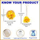 Gold-Plated Pearl Yellow Gota Patti Flower Maang Tikka Set