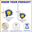 Gold-Plated Pearl Yellow & Blue Gota Patti Flower Maang Tikka Set