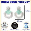 Rhodium-Plated American Diamond Studded Circular Chandbali Earrings