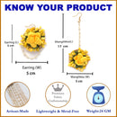 Gold-Plated Pearl Green & Yellow Gota Patti Flower Maang Tikka Set