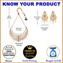 Floral Design Gold-Plated White Red and Green American Diamond-Studded & Drop Pearl Beaded Jewellery Set