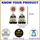 Gold-Plated Black Kundan & White Pearls studded Dome Shaped Handcrafted Jhumka Earrings