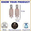 White Contemporary Rose Gold-Plated Gunmetal Toned Drop Earrings