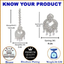 Rhodium-Plated Silver-Toned White Round American Diamond Studded Maang Tikka & Earrings Set