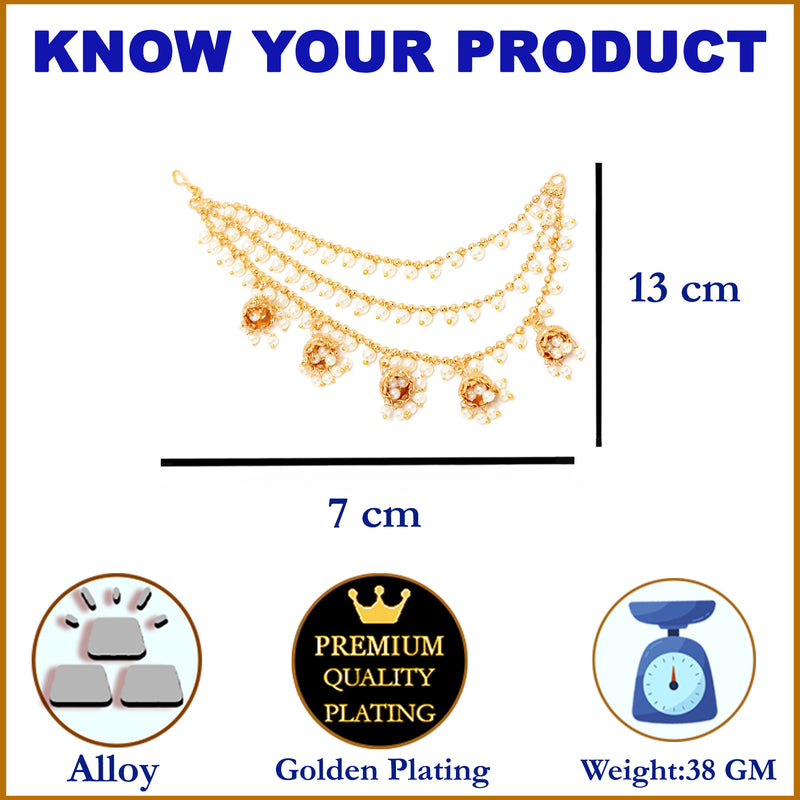 White Floral Shaped Gold-Plated Half Hoop Earrings