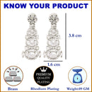 Rhodium-Plated White American Diamond studded Quirky Shaped Drop Earrings