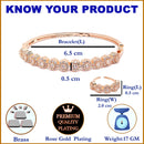 Rose Gold-Plated White American Diamond studded Bangle-Style Bracelet with Matching Ring