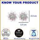 Rhodium-Plated Pink & White American Diamond studded Floral Shaped Handcrafted Stud Earrings
