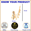 Traditional Bahubali Style Off White Circular Shaped Gold-Plated Drop Earrings With Ear Chain