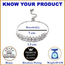 Rhodium-Plated Silver Toned White American Diamond studded Floral Bracelet