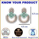 Rose Gold-Plated Gunmetal Toned American Diamond Studded Circular Chandbali Earrings