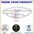 Rhodium-Plated Silver Toned Square  Pink American Diamond Studded Kada Bracelet