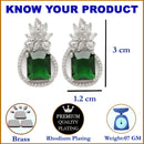 Rhodium-Plated Silver Toned American Diamond studded Paisley Shaped Studs Earrings