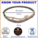 Rose Gold-Plated Black Toned Sea Green American Diamond Studded Kada Bracelet