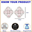 Rhodium-Plated Pink American Diamond studded Floral Shaped Stud Earrings