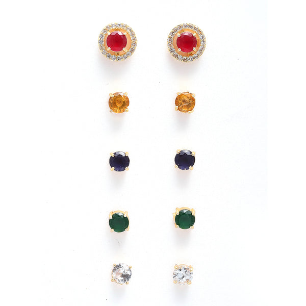 Style Jewellery Gold-Plated Multi-color Earring  5 In 1 Interchangeable