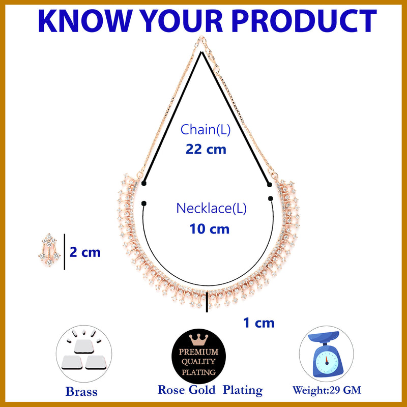 Rose Gold Plated American Diamond Studded Jewellery Set