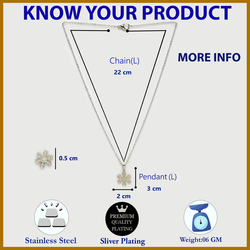 Rhodium Plated with Cute Snowflake Shaped Stainless Steel Pendent Set