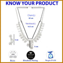 Rhodium Plated Silver Toned White American Diamond Studded Floral Jewellery Set